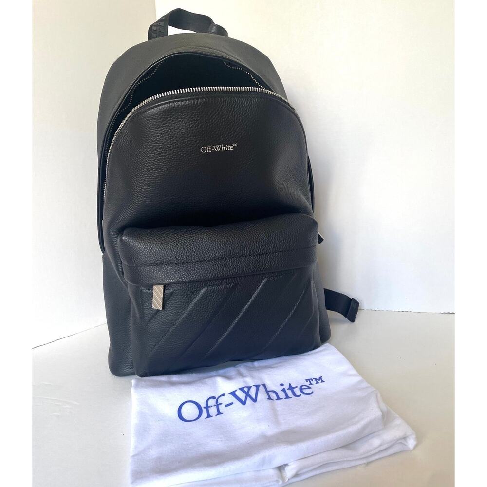 Off-White Industrial Strap Pebbled Leather Backpack Large Diagonal Stripe - Picture 9 of 16
